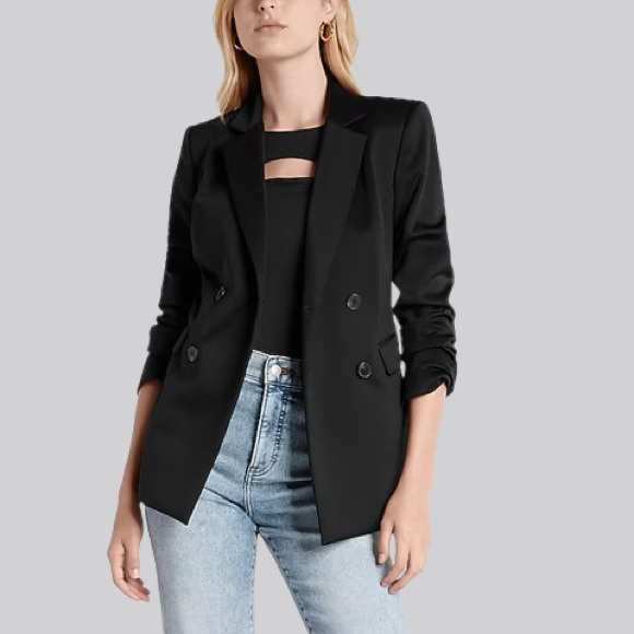 Express Jackets & Blazers - Express | Super Soft Double Knit Double Breasted Blazer in Black